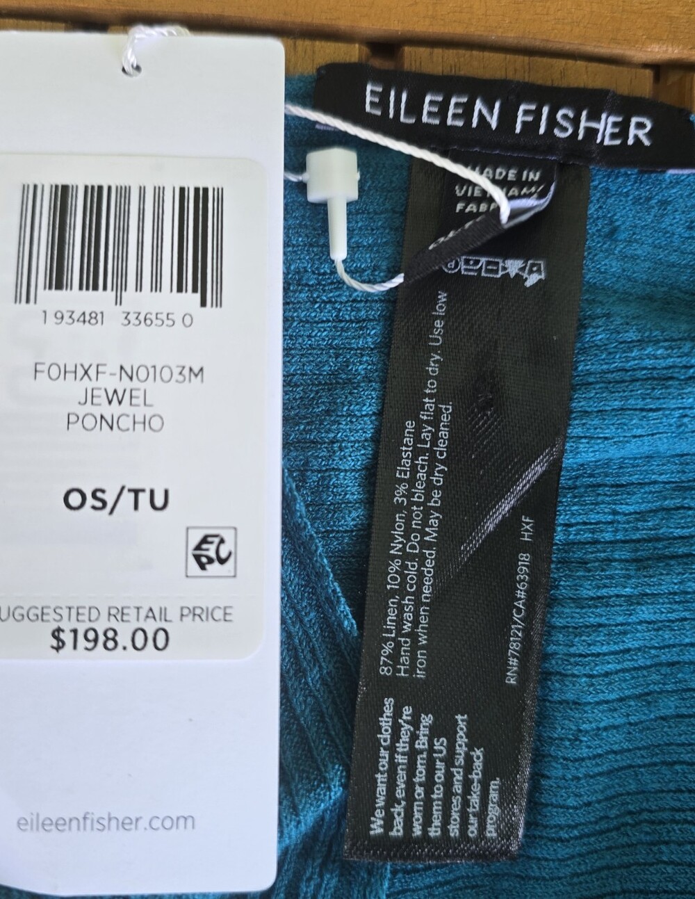 Organic Linen Crepe Stretch Poncho - Picture 7 of 7